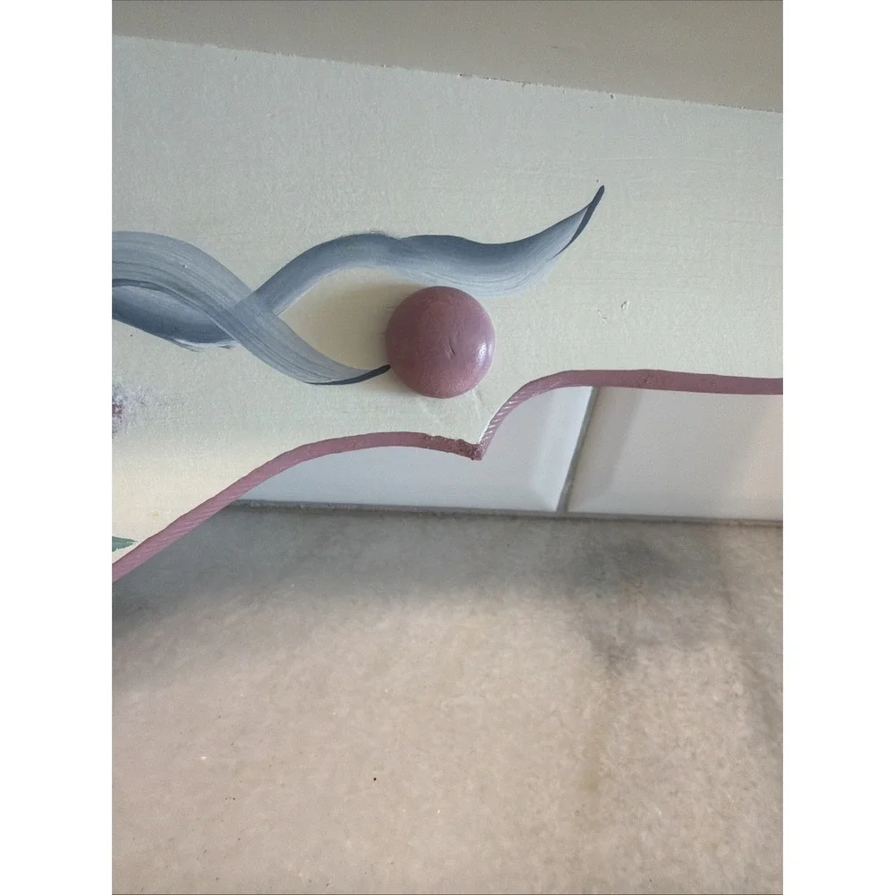 Vintage Cream/mauve Hand Painted Floral Wooden Wall Shelf 21